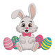Easter Bunny with Eggs Embroidery Design, Cartoon Easter Pattern