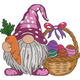 Easter Gnome with Carrot & Basket Embroidery Design, Instant Download