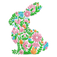 Easter Rabbit Flowers Embroidery Design, Floral Bunny