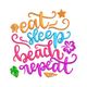 Eat Sleep Beach Repeat Embroidery Design, Instant Download