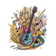 Electric Guitar Music Splash Embroidery Design, Instant Download