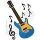 Electric Guitar with Music Notes Embroidery Design, Instant Download