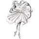Elegant Ballerina Sketch Embroidery Design, Instant Download