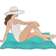 Elegant Beach Lady Embroidery Design, Machine Embroidery Pattern, Instant Download