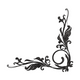Elegant Black Floral Corner Scroll Embroidery Design, Instant Download