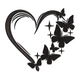 Elegant Black Heart with Butterflies Embroidery Design, Machine Embroidery Pattern, Instant Download