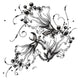 Elegant Black Line Art Flowers Embroidery Design, Instant Download