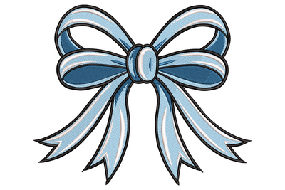 Elegant Blue Ribbon Bow Embroidery Design, Instant Download