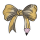 Elegant Bow with Pencil Embroidery Design, Teacher Machine Embroidery, Instant Download