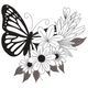 Elegant Butterfly Flower Embroidery Design, Machine Embroidery Pattern, Instant Download