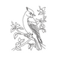 Cardinal Bird Outline Embroidery Design, Songbird Machine Embroidery Pattern, Instant Download