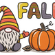Elegant Fall Gnome With Pumpkin Embroidery Design, Instant Download