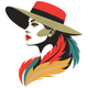 Elegant Feather Lady Embroidery Design, Instant Download