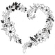 Elegant Floral Heart Wreath Embroidery Design, Instant Download