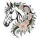 Elegant Floral Horse Head Embroidery Design, Instant Download