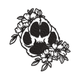 Elegant Floral Paw Print Embroidery Design, Instant Download