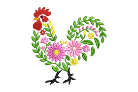 Elegant Floral Rooster Embroidery Design, Machine Embroidery Pattern, Instant Download