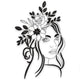 Elegant Floral Woman Face Embroidery Design, Instant Download