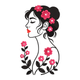 Elegant Floral Woman Silhouette Embroidery Design, Machine Embroidery Pattern, Instant Download