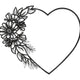 Elegant Flower Heart Frame Line Art Embroidery Design, Romantic Floral Heart, Instant Download