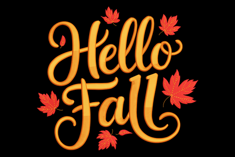 Elegant Hello Fall machine embroidery design in flowing script lettering, burnt orange and rust two-colour palette, modern calligraphy style on white background.