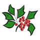 Elegant Holly Branch Red Berries Embroidery Design, Instant Download
