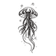 Elegant Jellyfish Embroidery Design, Instant Download