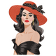 Elegant Lady in Red Hat Embroidery Design, Instant Download
