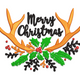 Elegant Merry Christmas Antlers Embroidery Design, Instant Download