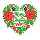 Elegant Merry Christmas Heart Embroidery Design, Instant Download