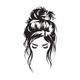 Messy Bun Girl Embroidery Design, Fashion Machine Embroidery Pattern, Instant Download