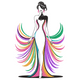 Elegant Rainbow Dress Lady Embroidery Design, Instant Download