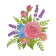 Elegant Rose & Lavender Floral Bouquet Embroidery Design, Instant Download