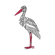 Elegant Stork Line Art Embroidery Design, Instant Download