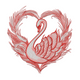 Elegant Swan Heart Embroidery Design, Romantic Machine Embroidery Pattern, Instant Download