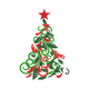 Elegant Swirl Christmas Tree Embroidery Design, Instant Download