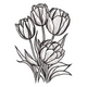 Elegant Tulip Flower Bouquet Embroidery Design, Floral Botanical Pattern, Instant Download