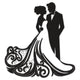 Elegant Wedding Couple Silhouette Embroidery Design, Instant Download