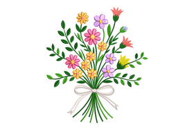 Elegant Wildflower Bouquet Embroidery Design, Machine Embroidery Pattern, Instant Download