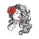Elegant Woman Face Embroidery Design, Poppy Flower in Hair, Instant Download