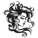Elegant Woman Face Silhouette Embroidery Design, Instant Download
