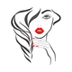 Elegant Woman Face & Hair Line Art Embroidery Design, Instant Download