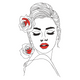 Elegant Woman Face with Roses Embroidery Design, Instant Download