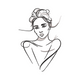 Elegant Woman Portrait Line Art Embroidery Design, Instant Download