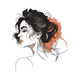 Elegant Woman Profile Line Art Embroidery Design, Instant Download