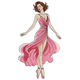 Elegant Woman in Flowing Pink Dress Embroidery Design, Machine Embroidery Pattern, Instant Download