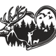 Elk Forest Silhouette Embroidery Design, Instant Download