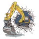 Excavator Breakthrough Embroidery Design, Instant Download