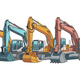 Excavator Trio Construction Embroidery Design, Instant Download