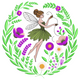 Fairy Embroidery Design, Floral Wreath Pattern, Instant Download